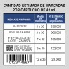Cantidad estimada de marcadas por cartucho de 42 ml.